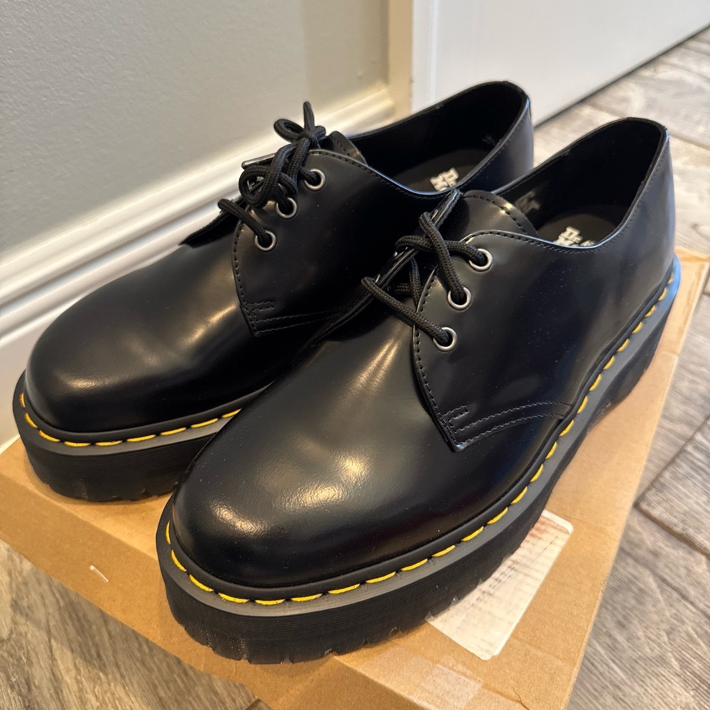 Dr.Martens 1461 Quad Polished Smooth Black 25567001 M/W EU 46 US mens 12 NIB